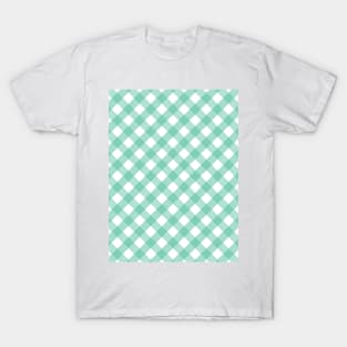 Mint Green and White Check Gingham Plaid T-Shirt